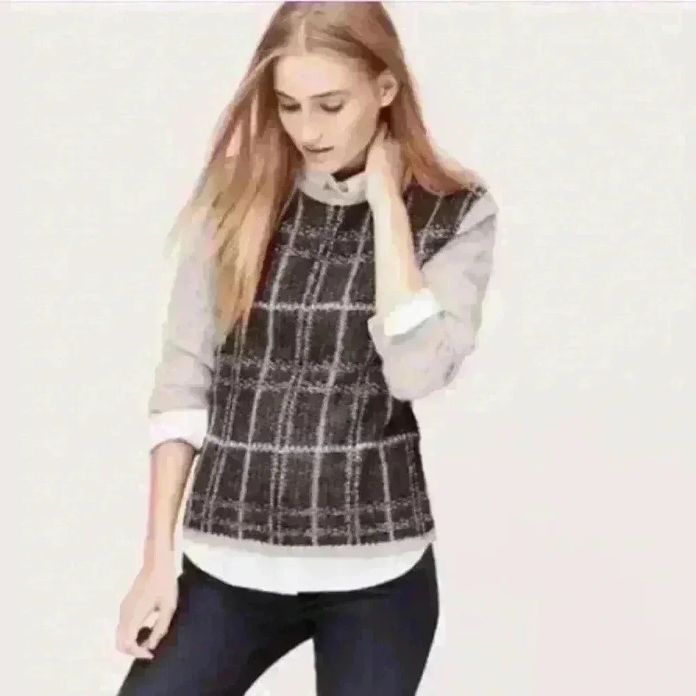 Women’s Loft Mohair blend Plaid Sweater